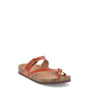 Time and Tru Women's Asymmetric Strap Footbed Sandals, Size 8.5, Medium Width